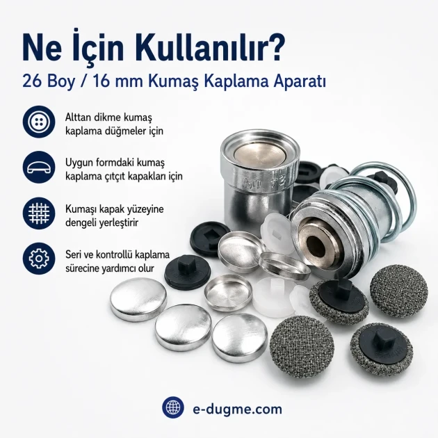 26L / 16 mm / 0.63 in Fabric Button Covering Die for Shank Buttons and Snap Caps KLP0026KPL - Precision tool for