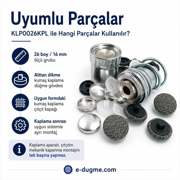 26L / 16 mm / 0.63 in Fabric Button Covering Die for Shank Buttons and Snap Caps KLP0026KPL - Precision tool for