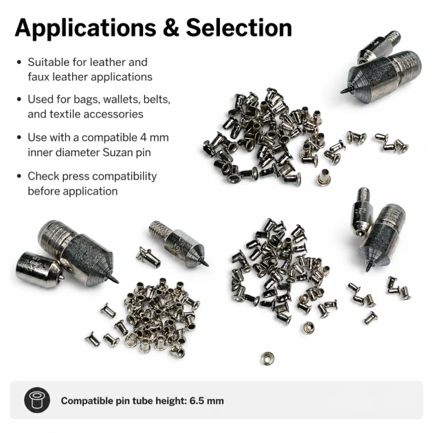 Suzan Pin Setting Die for 4 mm / 0.16 in Inner Diameter Pins, designed for precise installation of 3.6 mm / 0.14 in brass