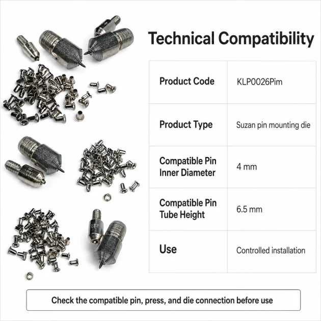 Suzan Pin Setting Die for 4 mm / 0.16 in Inner Diameter Pins, designed for precise installation of 3.6 mm / 0.14 in brass