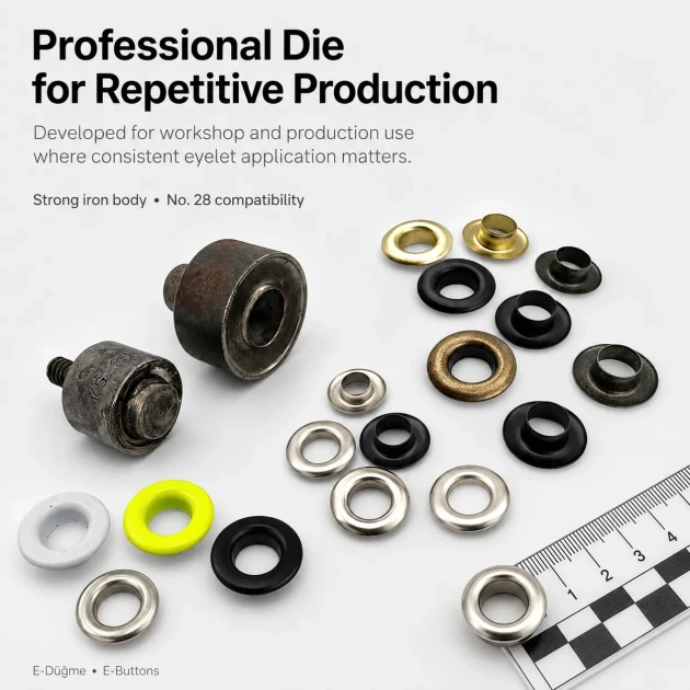 Eyelet Setting Die for 13 mm / 0.51 in Inner Diameter Eyelets KLP0028 made of durable metal for fabric, leather, and paper