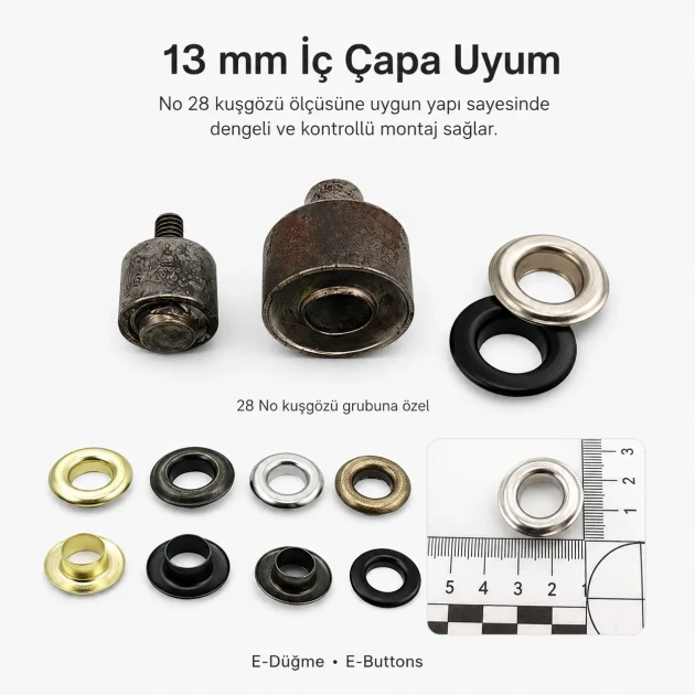 Eyelet Setting Die for 13 mm / 0.51 in Inner Diameter Eyelets KLP0028 made of durable metal for fabric, leather, and paper