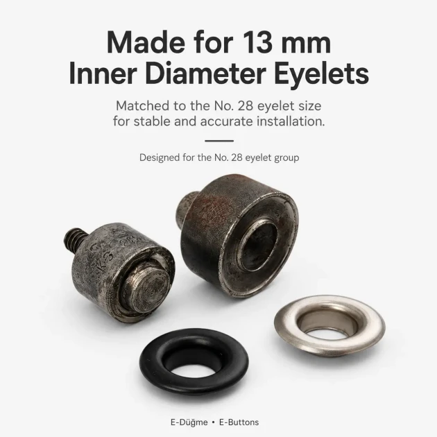 Eyelet Setting Die for 13 mm / 0.51 in Inner Diameter Eyelets KLP0028 made of durable metal for fabric, leather, and paper