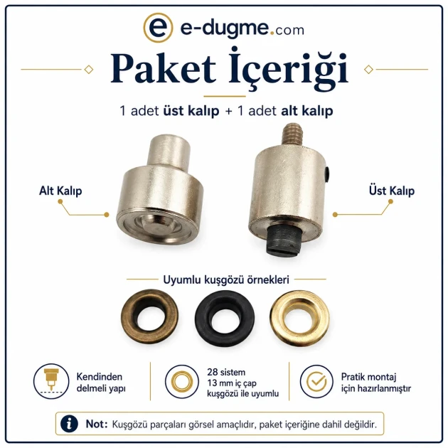 28 Numara Kuşgözü Kalıbı 13 mm İç Çap Kendinden Delmeli Kuşgözü Çakma Kalıbı KLP0028D