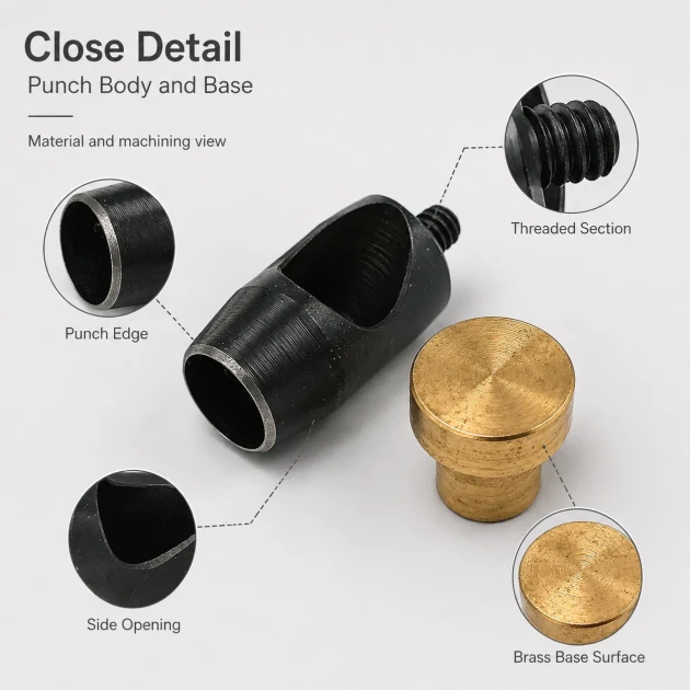Eyelet Drilling Die 13 mm / 0.51 in KLP0028DEL for installing grommets on fabric, leather, and paper materials