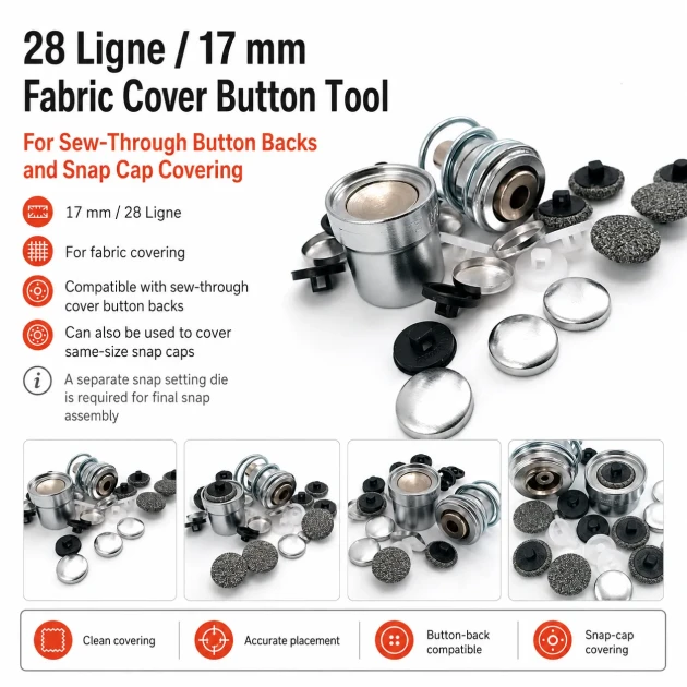 28L / 17 mm / 0.67 in Fabric Button Covering Die for Sew-Through Shank Buttons and Snap Caps KLP0028KPL