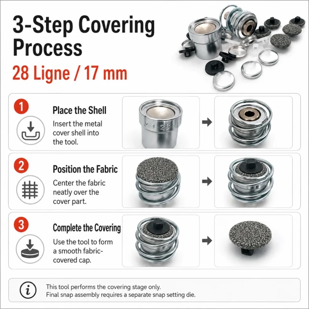 28L / 17 mm / 0.67 in Fabric Button Covering Die for Sew-Through Shank Buttons and Snap Caps KLP0028KPL