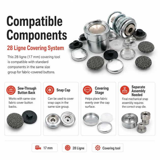 28L / 17 mm / 0.67 in Fabric Button Covering Die for Sew-Through Shank Buttons and Snap Caps KLP0028KPL