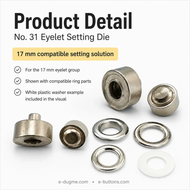 Eyelet Setting Die for 17 mm / 0.67 in Inner Diameter Eyelets KLP0031 - Professional tool for mounting fabrics and leather