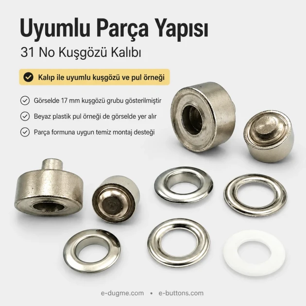 Eyelet Setting Die for 17 mm / 0.67 in Inner Diameter Eyelets KLP0031 - Professional tool for mounting fabrics and leather