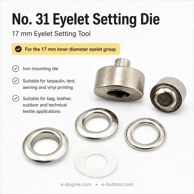 Eyelet Setting Die for 17 mm / 0.67 in Inner Diameter Eyelets KLP0031 - Professional tool for mounting fabrics and leather