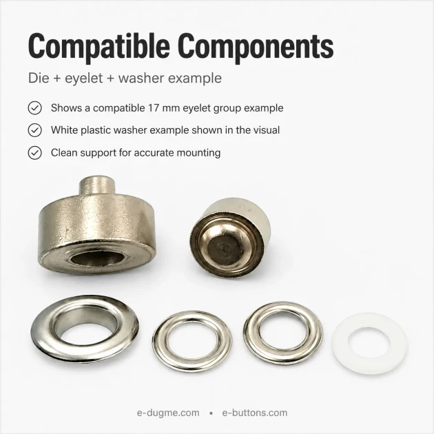 Eyelet Setting Die for 17 mm / 0.67 in Inner Diameter Eyelets KLP0031 - Professional tool for mounting fabrics and leather