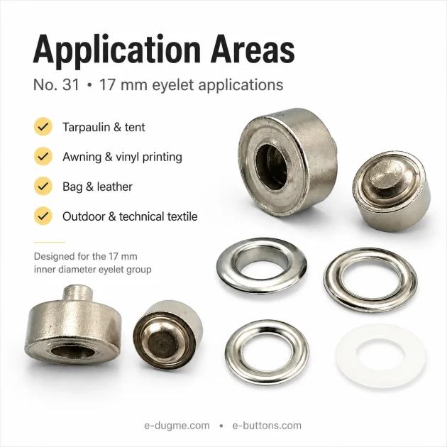 Eyelet Setting Die for 17 mm / 0.67 in Inner Diameter Eyelets KLP0031 - Professional tool for mounting fabrics and leather