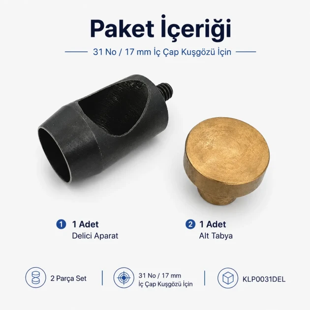 Eyelet Drilling Die 17 mm / 0.67 in KLP0031 for grommet installation and repair