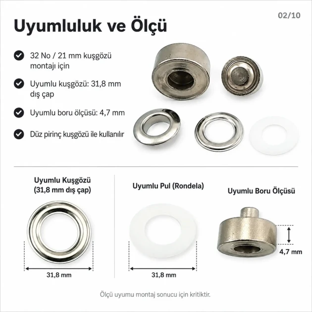 21 mm Flat Brass Eyelet Setting Die for 17 mm Inner Diameter Eyelets, Ideal for Tarpaulin, Tent and Technical Textiles