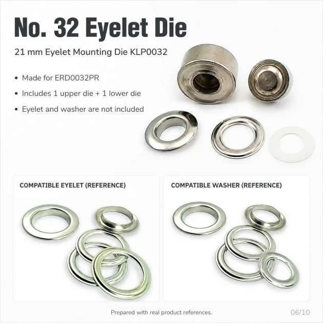 21 mm Flat Brass Eyelet Setting Die for 17 mm Inner Diameter Eyelets, Ideal for Tarpaulin, Tent and Technical Textiles