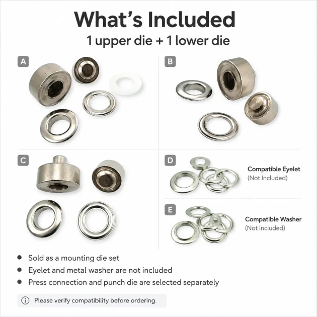 21 mm Flat Brass Eyelet Setting Die for 17 mm Inner Diameter Eyelets, Ideal for Tarpaulin, Tent and Technical Textiles