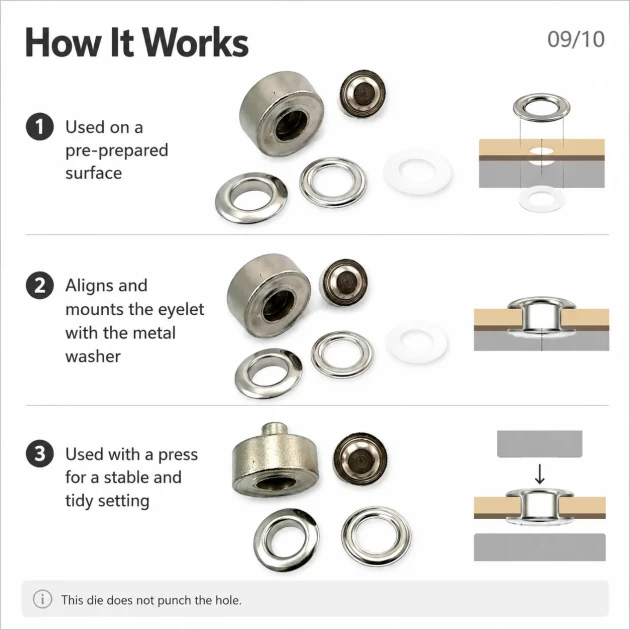 21 mm Flat Brass Eyelet Setting Die for 17 mm Inner Diameter Eyelets, Ideal for Tarpaulin, Tent and Technical Textiles