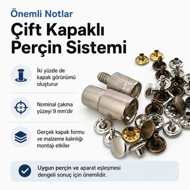 33.5 Double Cap Rivet Setting Die for 9.5 mm / 0.37 in Cap Rivets - Metal Tool for Secure Installation in Bags and Textile