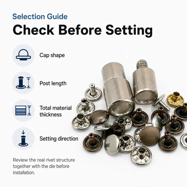 33.5 Double Cap Rivet Setting Die for 9.5 mm / 0.37 in Cap Rivets - Metal Tool for Secure Installation in Bags and Textile