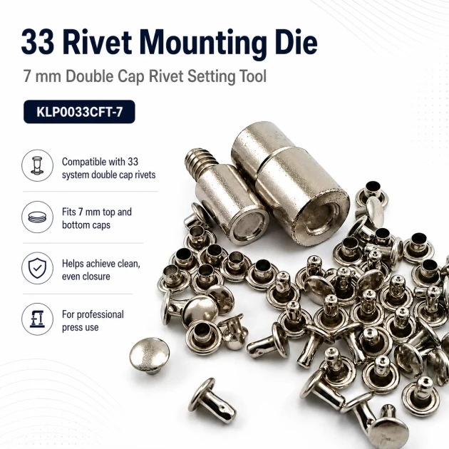 33.5 Double Cap Rivet Setting Tool 9 mm for Leathercraft and Textile Accessories
