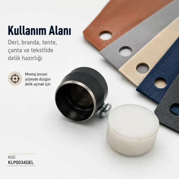 Eyelet Drilling Die 28 mm / 1.10 in KLP0034DEL for precise grommet mounting in textile products, bags, and shoes