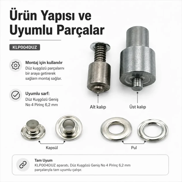 Wide Flat Brass Eyelet Setting Die for 6.2 mm / 0.24 in Eyelets, suitable for grommet applications with dimensions 13 mm /