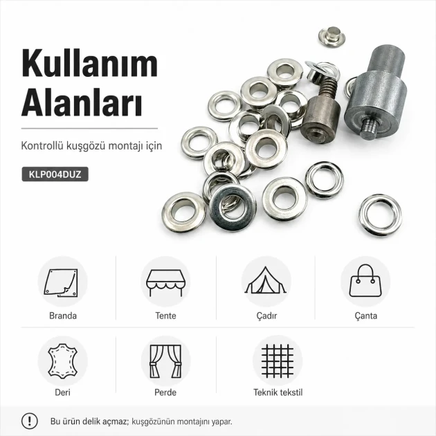 Wide Flat Brass Eyelet Setting Die for 6.2 mm / 0.24 in Eyelets, suitable for grommet applications with dimensions 13 mm /