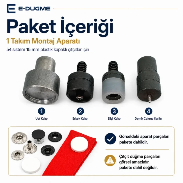 Snap Button Setting Die for 17 mm / 0.67 in Plastic Cap 54 System Snap Buttons, ideal for fabric and leather applications