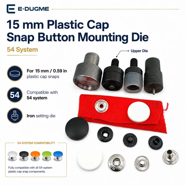 Snap Button Setting Die for 17 mm / 0.67 in Plastic Cap 54 System Snap Buttons, ideal for fabric and leather applications