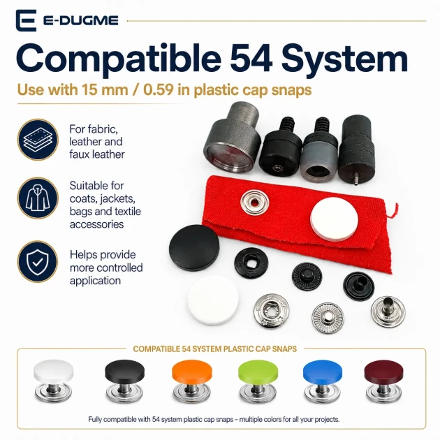 Snap Button Setting Die for 17 mm / 0.67 in Plastic Cap 54 System Snap Buttons, ideal for fabric and leather applications