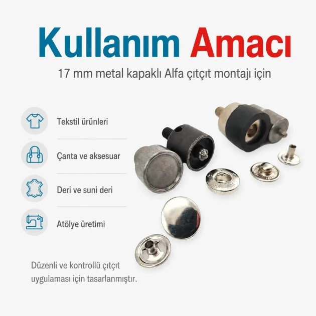 17 mm Alpha Snap Button Setting Die for Metal Cap Snap Fasteners - KLP0055K17