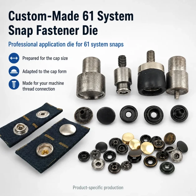 Custom 61 System Snap Button Setting Die for Product-Specific Production, includes upper and lower molds for precise