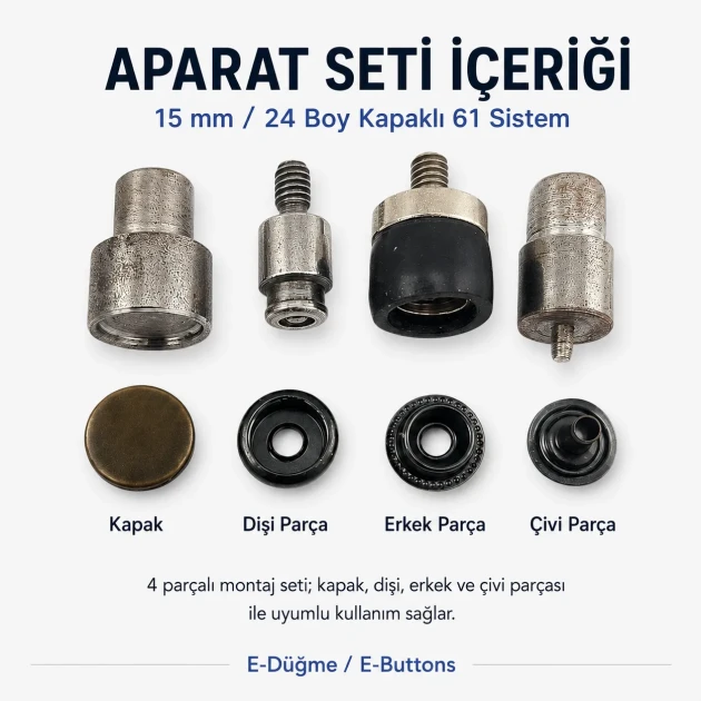 Snap Setting Die for 15 mm / 0.59 in 61 System Snap Buttons, made of durable PP material, ideal for precise fastening