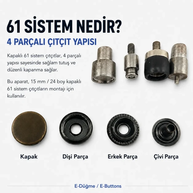 Snap Setting Die for 15 mm / 0.59 in 61 System Snap Buttons, made of durable PP material, ideal for precise fastening