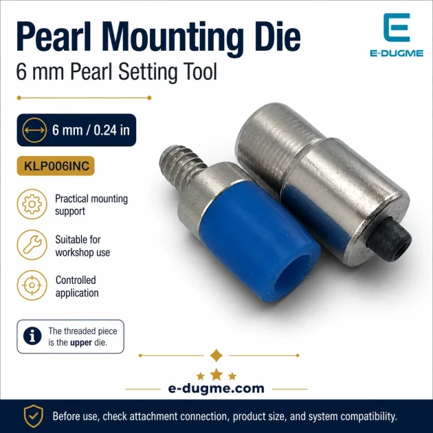 Pearl Setting Die for 6 mm / 0.24 in Press Pearls, heavy-duty iron tool for flawless application in apparel manufacturing