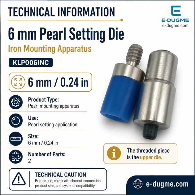 Pearl Setting Die for 6 mm / 0.24 in Press Pearls, heavy-duty iron tool for flawless application in apparel manufacturing