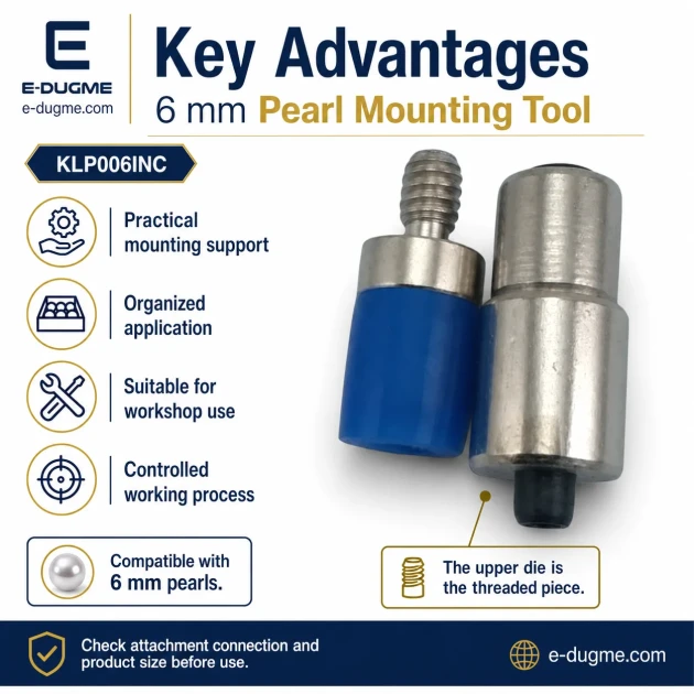 Pearl Setting Die for 6 mm / 0.24 in Press Pearls, heavy-duty iron tool for flawless application in apparel manufacturing