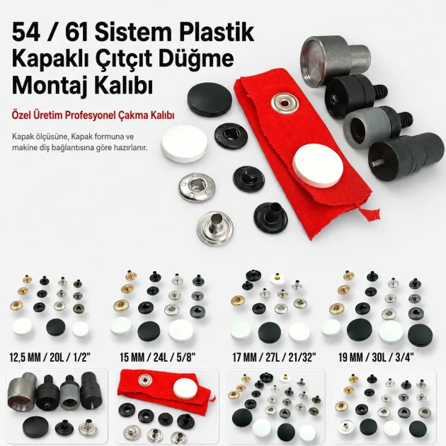 Custom 54 System Plastic Cap Snap Button Setting Die KLP0080 for efficient snap button installations in textiles and leather