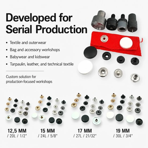 Custom 54 System Plastic Cap Snap Button Setting Die KLP0080 for efficient snap button installations in textiles and leather