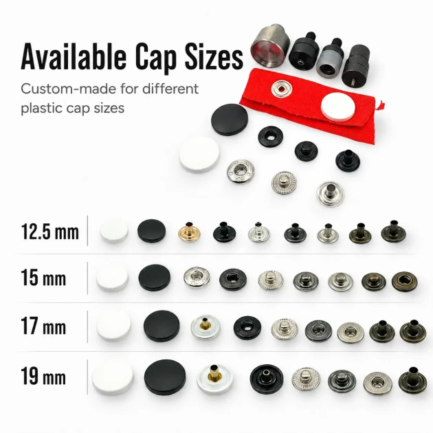 Custom 54 System Plastic Cap Snap Button Setting Die KLP0080 for efficient snap button installations in textiles and leather
