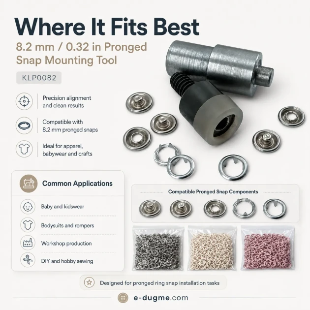 Ring-Style Prong Snap Setting Die for 8.2 mm / 0.32 in Snap Fasteners KLP0082, durable metal punch tool for professional