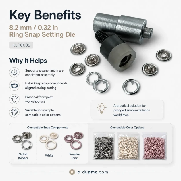 Ring-Style Prong Snap Setting Die for 8.2 mm / 0.32 in Snap Fasteners KLP0082, durable metal punch tool for professional