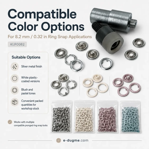 Ring-Style Prong Snap Setting Die for 8.2 mm / 0.32 in Snap Fasteners KLP0082, durable metal punch tool for professional