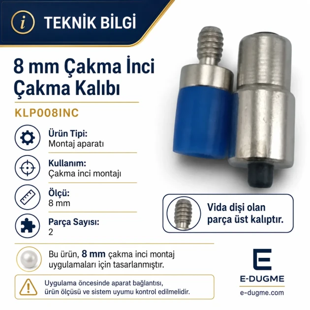 Pearl Setting Die for 8 mm / 0.31 in Press Pearls made of heavy-duty iron for flawless application in apparel manufacturing