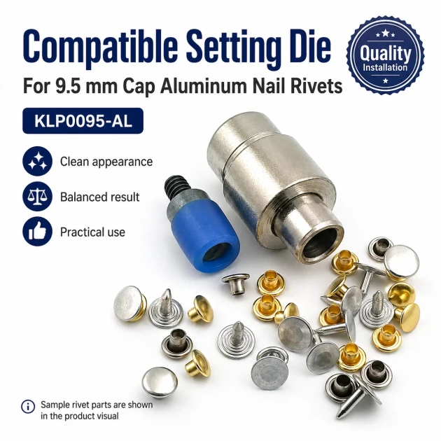 9.5 mm (0.37") Aluminum Nail Rivet Setting Die for Professional Use