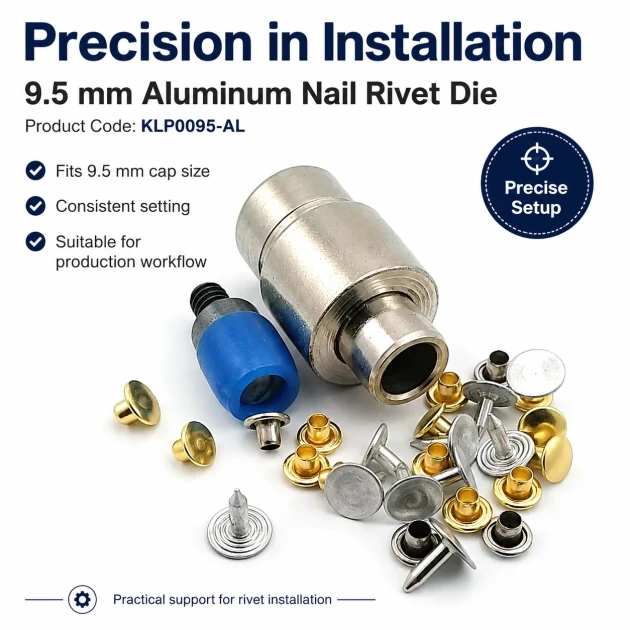 9.5 mm (0.37") Aluminum Nail Rivet Setting Die for Professional Use
