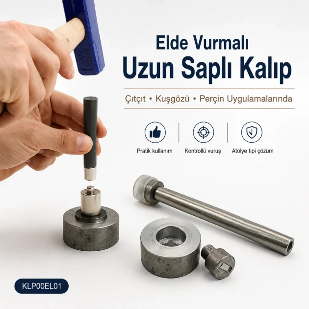 Long-Handle Hand-Hit Setting Tool for Snap Buttons, Eyelets, Rivets and Jeans Buttons, made of durable PP material, ideal