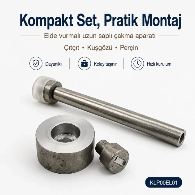 Long-Handle Hand-Hit Setting Tool for Snap Buttons, Eyelets, Rivets and Jeans Buttons, made of durable PP material, ideal