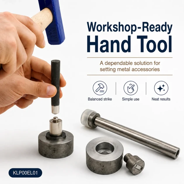 Long-Handle Hand-Hit Setting Tool for Snap Buttons, Eyelets, Rivets and Jeans Buttons, made of durable PP material, ideal